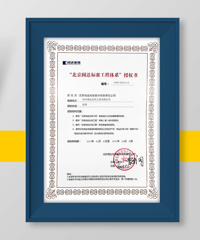 闊達授權(quán)證書